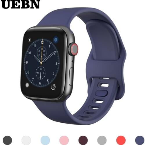UEBN Liquid Silicone Watchband For Apple Watch Series 5 44mm 40mm Band Strap for iWatch 5 4 3 42mm 38mm Bracelet Wriststrap