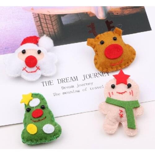 Handmade Non Woven Fabric Crochet Christmas Santa Clause Deer Tree Snowman Cute Patch Sticker Headband Headwear Hair Clip 20pcs
