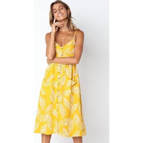 Vintage Casual Sundress Female Beach Dress Midi Button Backless Polka Dot Striped Women Dress Summer 2020 Boho Sexy Floral Dress