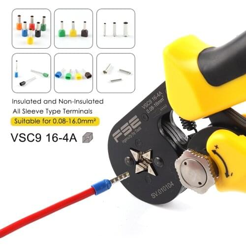 High-quality hand tool VSC9 16-4A Adjustable adaptive square crimping pliers Crimpper for Tube Bootlace Terminal 0.08-16mm2