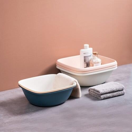 1pcs Household Plastic Washbasin Portable Wash Vegetables Cleaning Basins Square Thick Laundry Tub Bathroom Kitchen Accessories