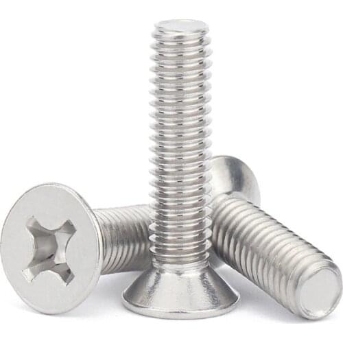 10pcs 1/4-20 UNC US Coarse Thread 304 A2-70 Stainless Steel Cross Recess Phillips Flat Countersunk Head Screw Bolt L=3/8"-3"