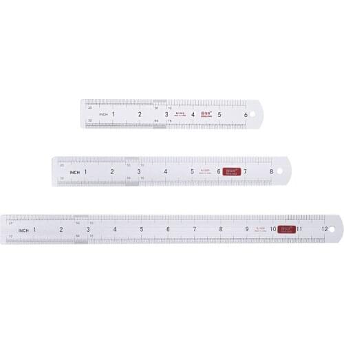 3PCS Double Side Scale Stainless Steel Straight Ruler Measuring Tool School Office Supplies for Students 15cm 20cm 30cm