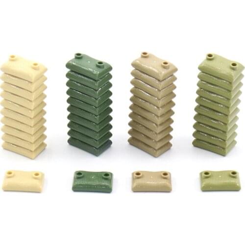 40PCS Locking Military Educational Toys 1.5cm*2.4cm Building Blocks Suit Sandbag ArmyGreen Childs Gift MOC Military Accessories