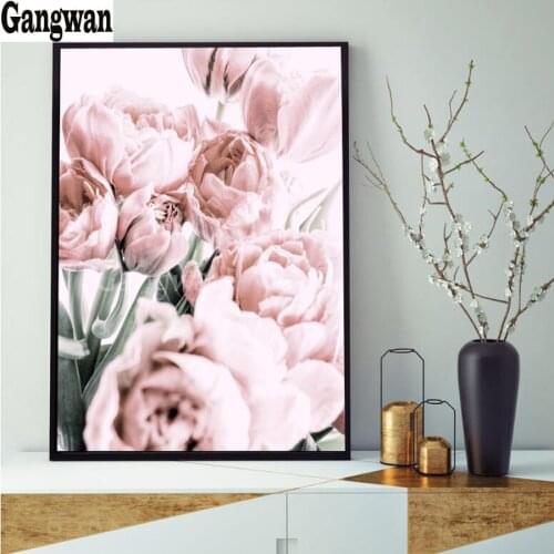 Diamond Painting Blush Tulip Full Square/Round Diamond Pattern Embroidery Cross Stitch 5D Rhinestone Painting flower Gangwan art