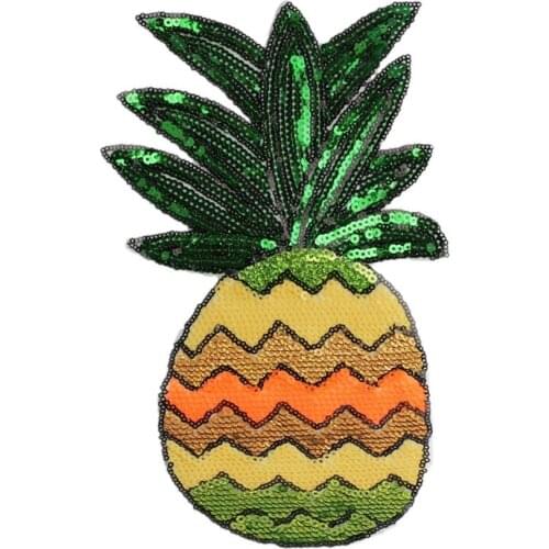 Pineapple Sequins Embroidered Patch Iron on Sewing Applique Clothes Shoes Bags Decoration Patch Apparel DIY Sewing Accessories