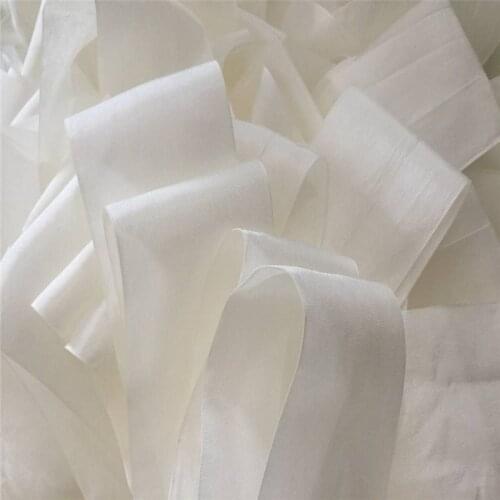 50mm undyed white 100% pure silk embroidery ribbon thin taffeta high quality silk ribbon Anya Ribbon Handcraft