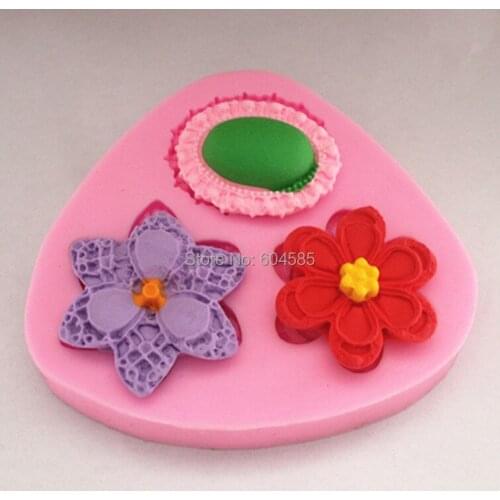 Flowers & button fondant cake molds soap chocolate mould for the kitchen baking FM012
