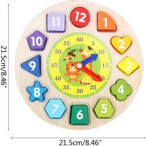 Wooden Teaching Clock Puzzle Clock Toys Wooden Educational Toy XXFE