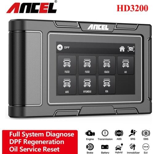 ANCEL HD3200 All System Heavy Duty Diesel Truck Code Reader OBD2 Scanner Oil Reset DPF Regeneration Check Engine Diagnostic Tool