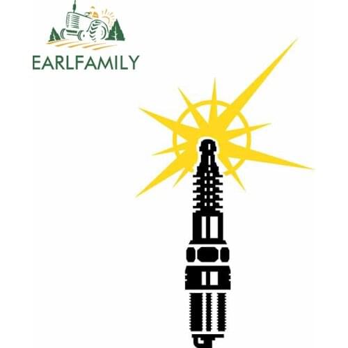 EARLFAMILY 13cm x 7.8cm for Spark Plug Creative Decal Car Assessoires Stickers Waterproof Scratch-Proof Decal Car Door Protector