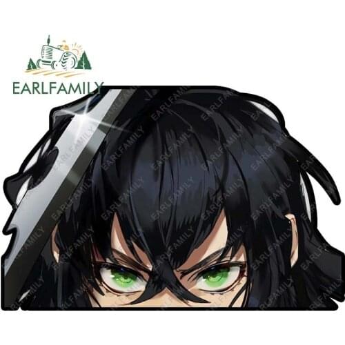 EARLFAMILY 13cm x 8.5cm for Demon Slayer Hashibira Inosuke Car Accessoires Stickers Waterproof Decal Creativite Trunk Decoration
