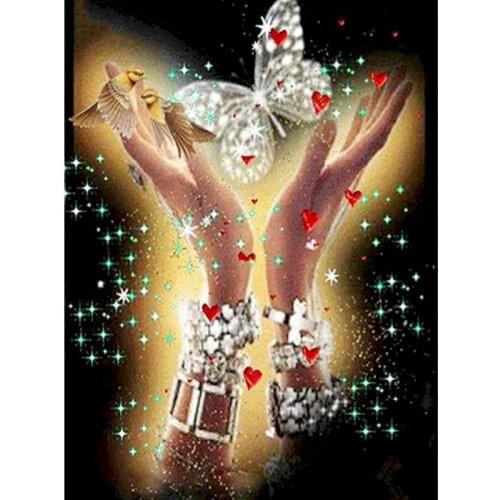 GATYZTORY Cross Stitch Embroidery Hands Needlework Sets Figure Kits White Canvas DIY Home Decor 40x50cm