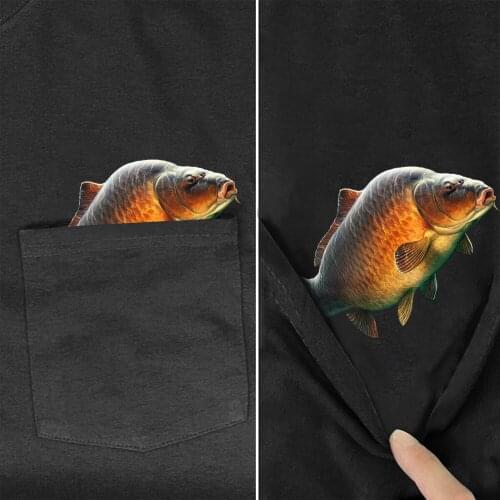 CLOOCL Bass Fishing Art Cotton T-Shirt Pocket Animal Printed Casual Short Sleeve Round Neck Tops Funny Cotton Tees Drop Shipping