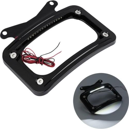 Motorcycle Curved License Number Plate Frame Mount LED Light For Harley Road Street Glides 2010-2018 Road King Special 2017-2018