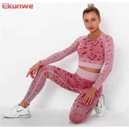 Camo Yoga Set Women Seamless Fitness Yoga Bra Sport Bra Camouflage High Waist GYM Leggings Pants Fitness Suit Workout leggins