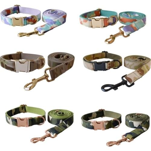 Camouflage Dog Collar Traction Rope Set Pitbull Personalized Engraved Pet Name Retailing Supplies Accessories