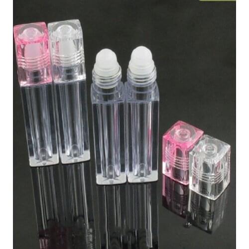 3 Pieces 6.5ml Square Lip Gloss Oil Roll On Bottle Portable Empty Refillable Makeup Container Tube Vials Lipgloss Bottle