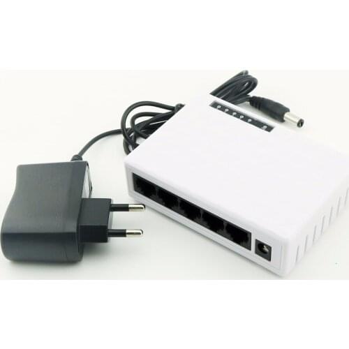 1pcs White/Black Mini 5 Ports Fast RJ45 10/100Mbps Base Gigabit LAN Ethernet Network Switch Desktop Switches Hub PC Router