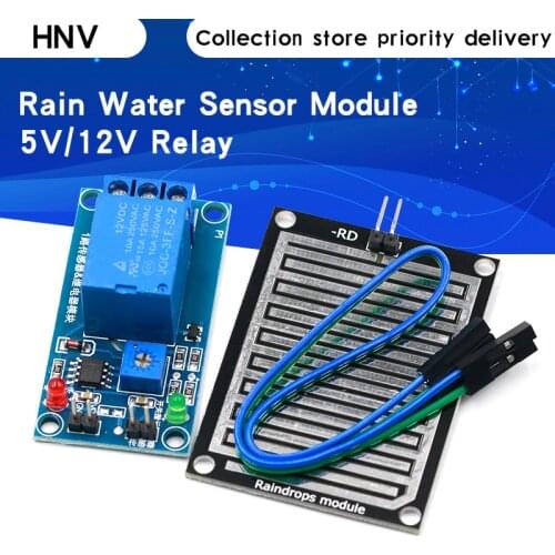 Rain water sensor module + DC 5V 12 Relay Control Module Rain Sensor Water Raindrops Detection Module for Arduino robot kit