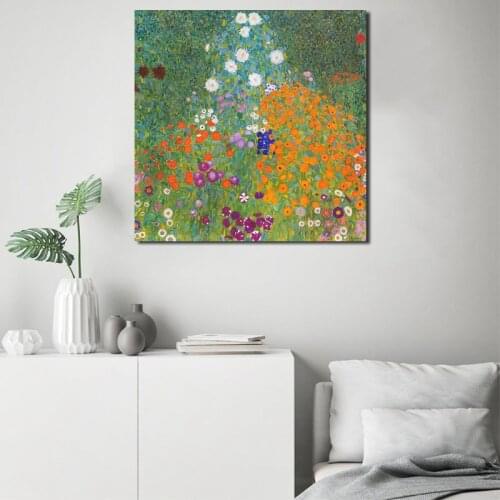 Gustavs Klimtr Flower Garden Wall Art Canvas Poster and Print Canvas Painting Decorative Picture Living Room Home Decor Artwork
