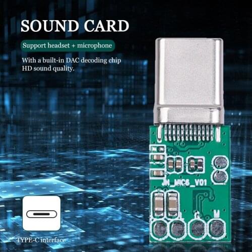 Sound Card Board Audio Converter Household Headphone Type-C Microphone Computer Safety Parts for Phone Tablet PC