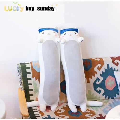 90cm Japanese Style Cute Cartoon White Cat Shaped Hug Pillow Large Soft Kitten Plush Toy Sofa Chair Cushion Kids Girl Present