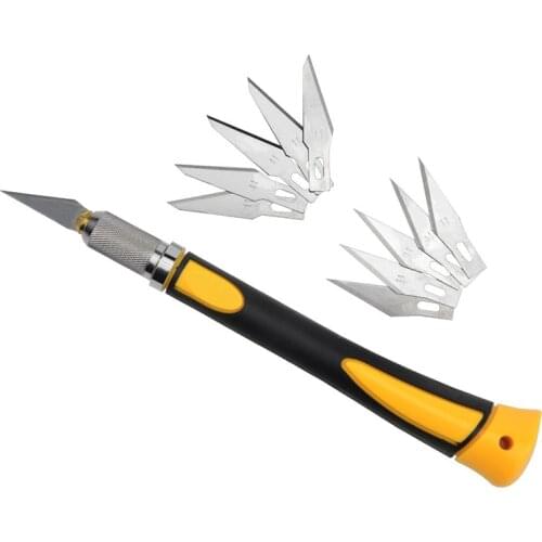 Professional Model Knife Non-slip Handle with 11 pcs SK5 Blades Wood Carving Tools Fruit Food Craft Sculpture Engraving Knife