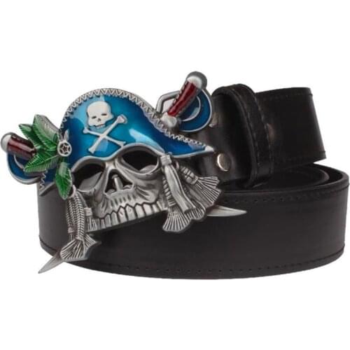 Mens cool belt Caribbean pirate skull belt heavy metal rock style belts Punk funky street hip hop accessories decorative belt