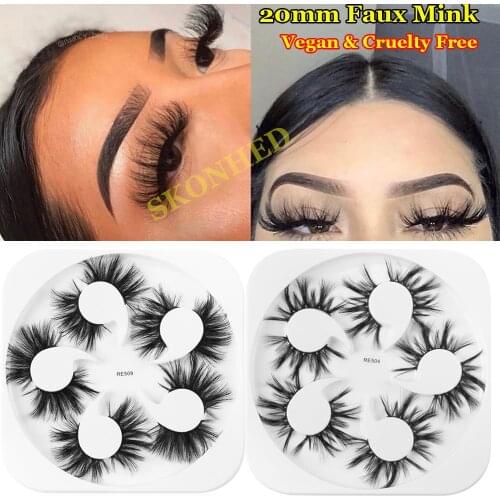 5 Pairs 20mm Faux Mink False Eyelashes Dramatic Wispy Criss-cross Cruelty-free Lash Thick Long Extension Handmade Makeup Tools
