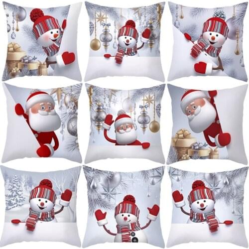 Decorative Christmas Cushion Covers Sofa Ornamental Pillows for Living Room Snowman Santa Claus Pillows Case 45*45cm Home Décor