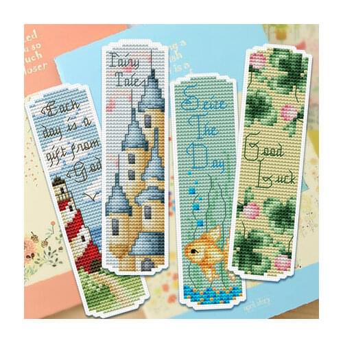 Fish Craft Stich Cross Stitch Bookmark Metal Silver Golden Needlework Embroidery Crafts Counted Cross-Stitching Kit