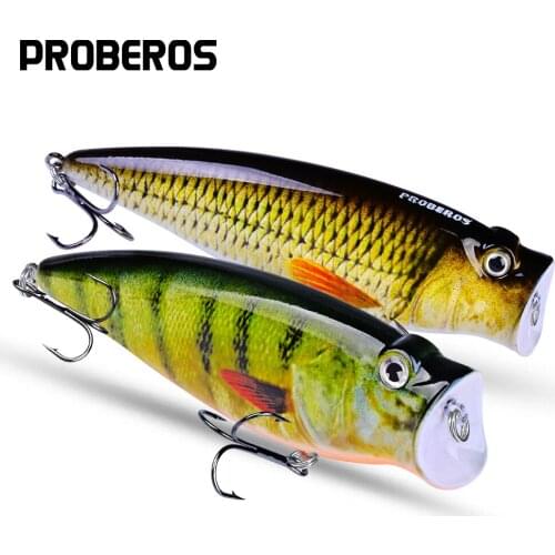 PROBEROS Fishing Lure 3.74"-9.5cm Fishing Tackle 16.65g Popper Lure Set 6 Color Fishing Bait 4# Hook