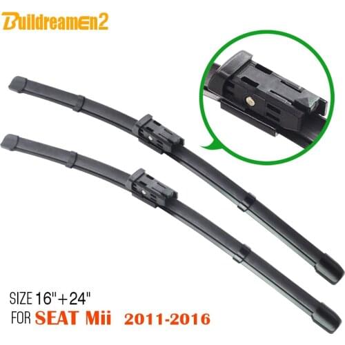 Buildreamen2 2Pcs Car Soft Rubber Windshield Wiper Blades Frameless For 2011-2016 Seat Mii Bracketless Window Wiper Blade
