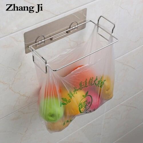 Cabinet hanging garbage bag support Holder Shelf Stainess Steel Kitchen Cabinets Doors durable and traceless trash bag holder