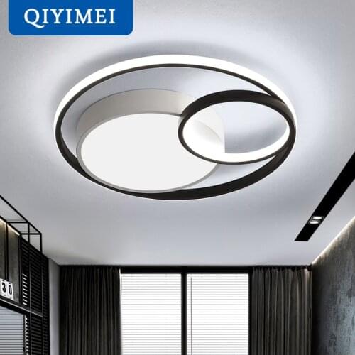 Modern LED Ceiling Lamp For Bedroom Study Room White Black Grey Frame Indoor Lighting Lights Lampadario Luminaria Lustres