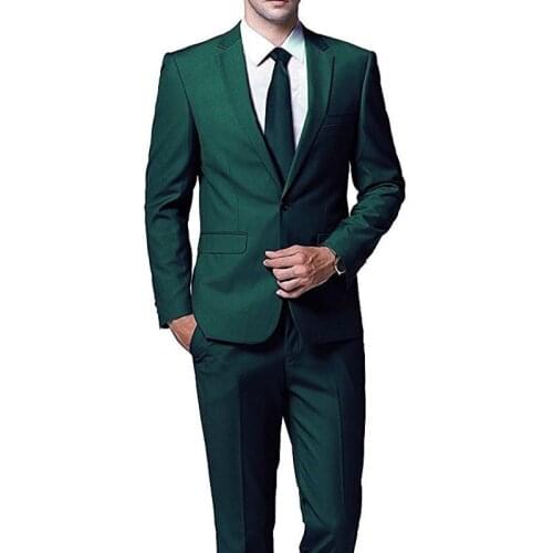 Dark Green Evening Party Men Suits for Wedding Prom Wear 3 Piece Jacket Pants Tie Trim Fit Custom Made Wedding Groom Tuxedos