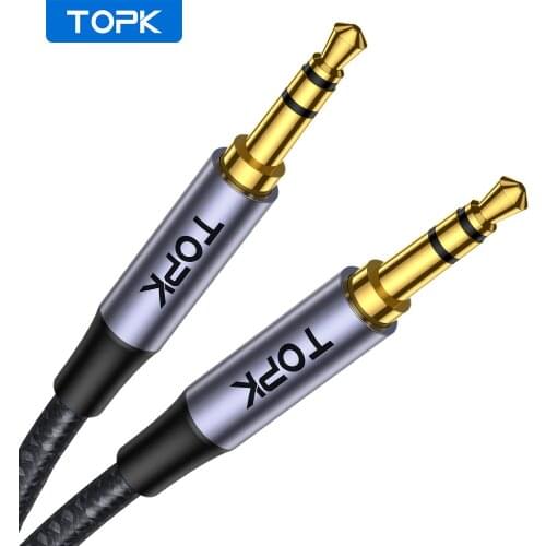 TOPK YP13 AUX Cable Jack 3.5mm Audio Cable Male to Male Jack Speaker Line Cable for Wired Headphones iPhone Samsung Xiaomi