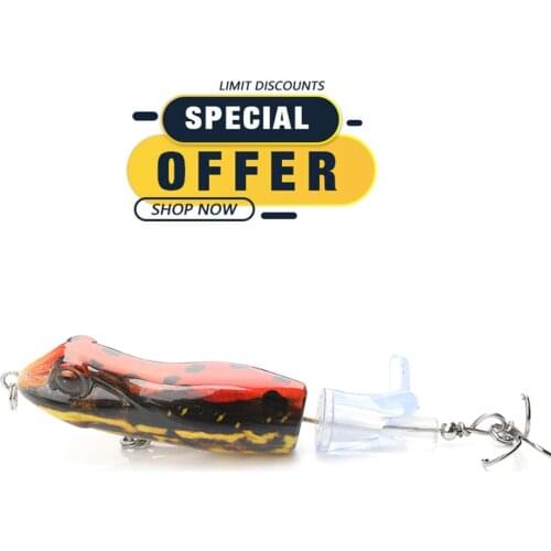 TREHOOK Limited Special Offer 9cm 11g Topwater Frog Popper Fishing Lure with Rotatable Tail