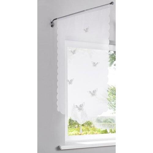 Rod Pocket top Tulle kitchen window door decoration curtains Terylene yarn hollow butterfly triangle roman blinds