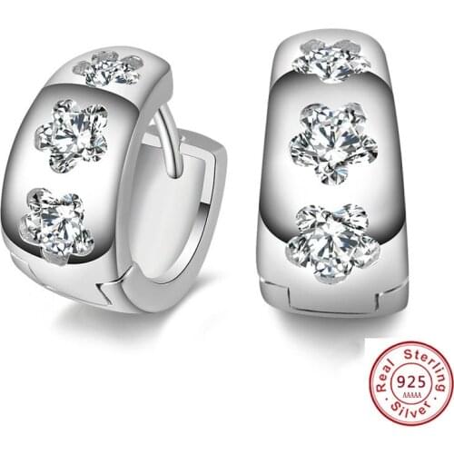 2021 Hot Selling Silver Color Plata Filled Stud Earrings Jewelry Luxury Rhinestone Inlaid "U"design Earrings Women Brincos Cute