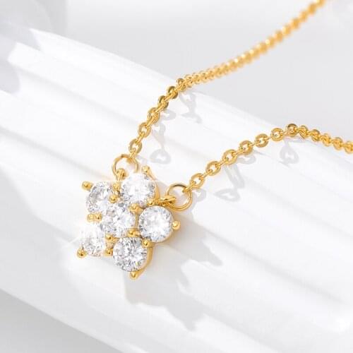 Ladies cute exquisite crystal star pendant necklace jewelry stainless steel gold chain collar necklace girl gift