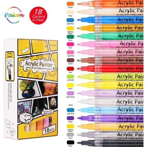 18 Colors 0.7mm Marker Pens Waterproof Permanent Paint Art Marker Pen Graffiti Pens