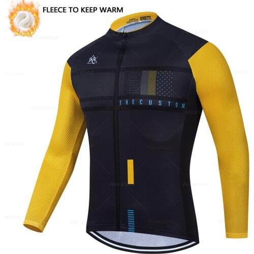 2021 Winter Fleece Long Sleeve Cycling Jersey MTB Bicycle Cycling Clothing Winter Ropa Ciclismo Mans Warm Mountain Bike Jacket