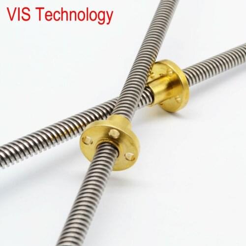 3D T8 lead Screw OD 8mm Pitch 2mm Lead 8mm Multi Sizes Threaded Rods with Brass Nut for Z Axis