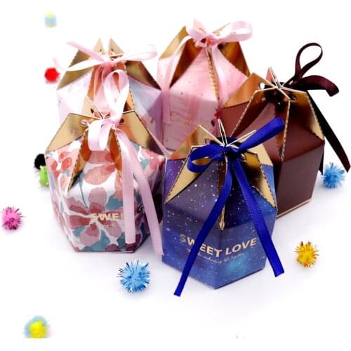5pc Fashion Diamond shape Unicorn Flamingos flower Starry sky chocolate package Wedding Favors Party Supplies giveaways Gift Box