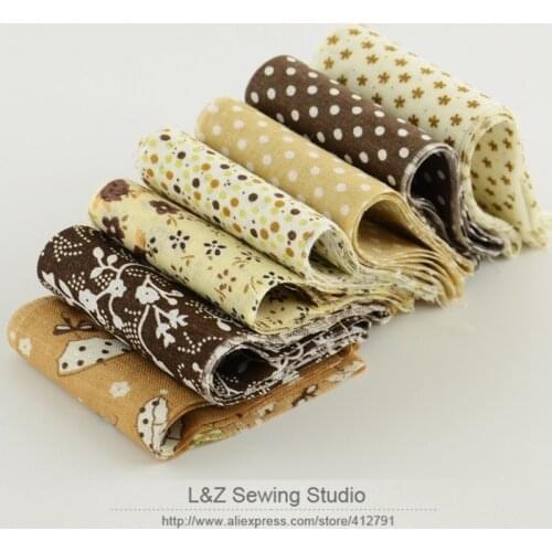 Booksew 7pcs/lot 100% Cotton Jelly Roll Fabric Strips Quilting Fabric Coffee Sets 5cmx100cm For Patchwork Textile DIY Tildas