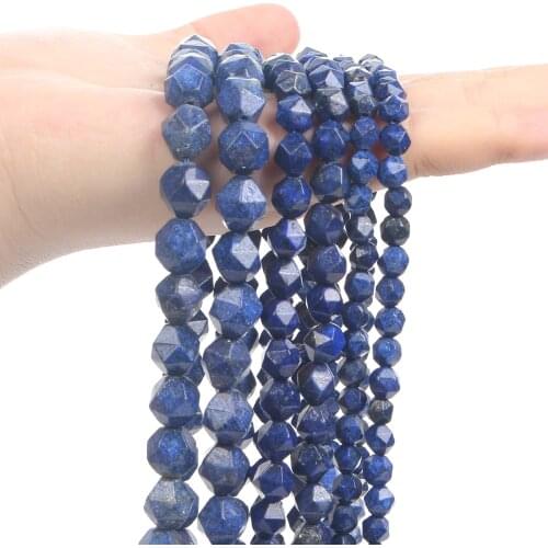 Natural Stone Beads Faceted Lapis Lazuli Loose Spacer Beads For Jewelry Making Bracelet Necklace DIY Accessories Strand 6/8/10MM