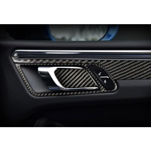 For porsche macan interior decoration carbon fiber Door Handles car sticker Door Panel Trim strips Panel car-styling accessories