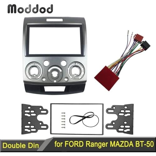 Double Din Stereo Panel for Ford Everest Ranger Mazda BT-50 BT50 Fascia With ISO Wiring Harness Trim Kit Face Frame